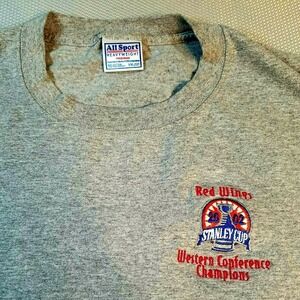 Vintage Detroit Red Wings Mens Tshirt 2002 Stanley Cup Champions Size XXL Stitch